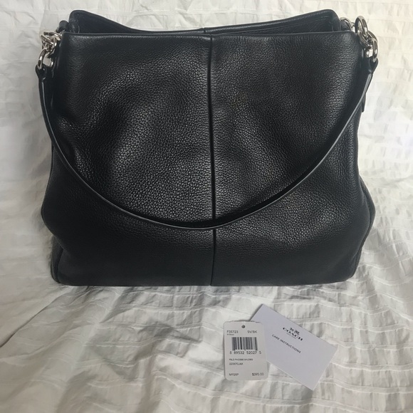 Coach Phoebe Black Pebbled Leather Shoulder Bag - Picture 2 of 5